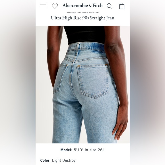 Abercrombie 90s Straight Jeans 33/16r - Picture 11 of 13